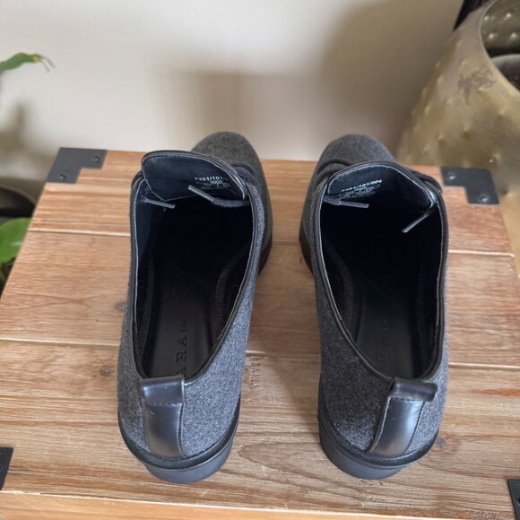 Zara Gray Felted Flannel Blucher Platform Track Sole 90s Academia Oxford Shoes - Picture 9 of 17